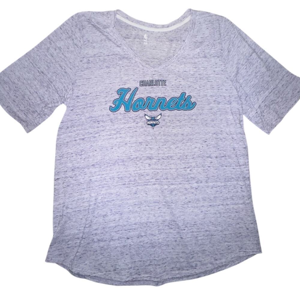 Women’s PLUS size purple heathered Charlotte hornets v neck tshirt 2X